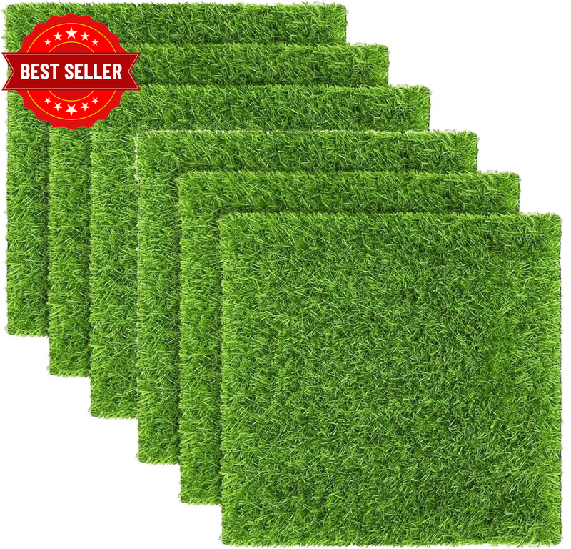 6 Pack 12X12 Inch UV Resistant Pet & Kids Friendly No Mow Artificial Grass Fake