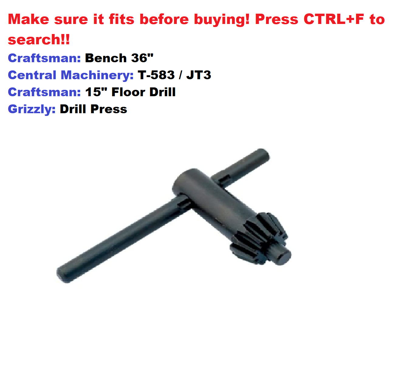 Craftsman Drill Press Chuck Key Drillchucks