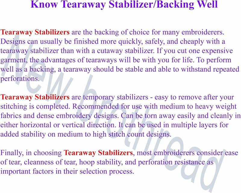 New Brothread Tear Away Machine Embroidery Stabilizer Backing 8"X8" - 100 Precut