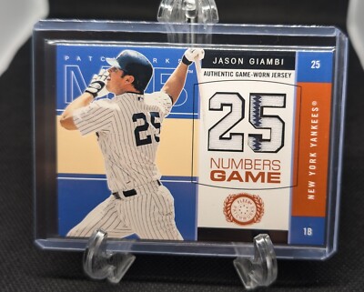 2003 Fleer Patchworks Numbers Game 25 Jason Giambi Yankees Worn Jersey JG-NG
