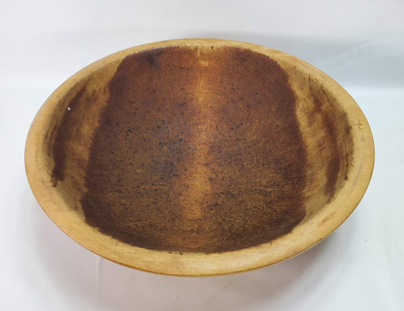 Vintage Primitive MUNISING Wooden Wood Dough Bowl Farmhouse Co...