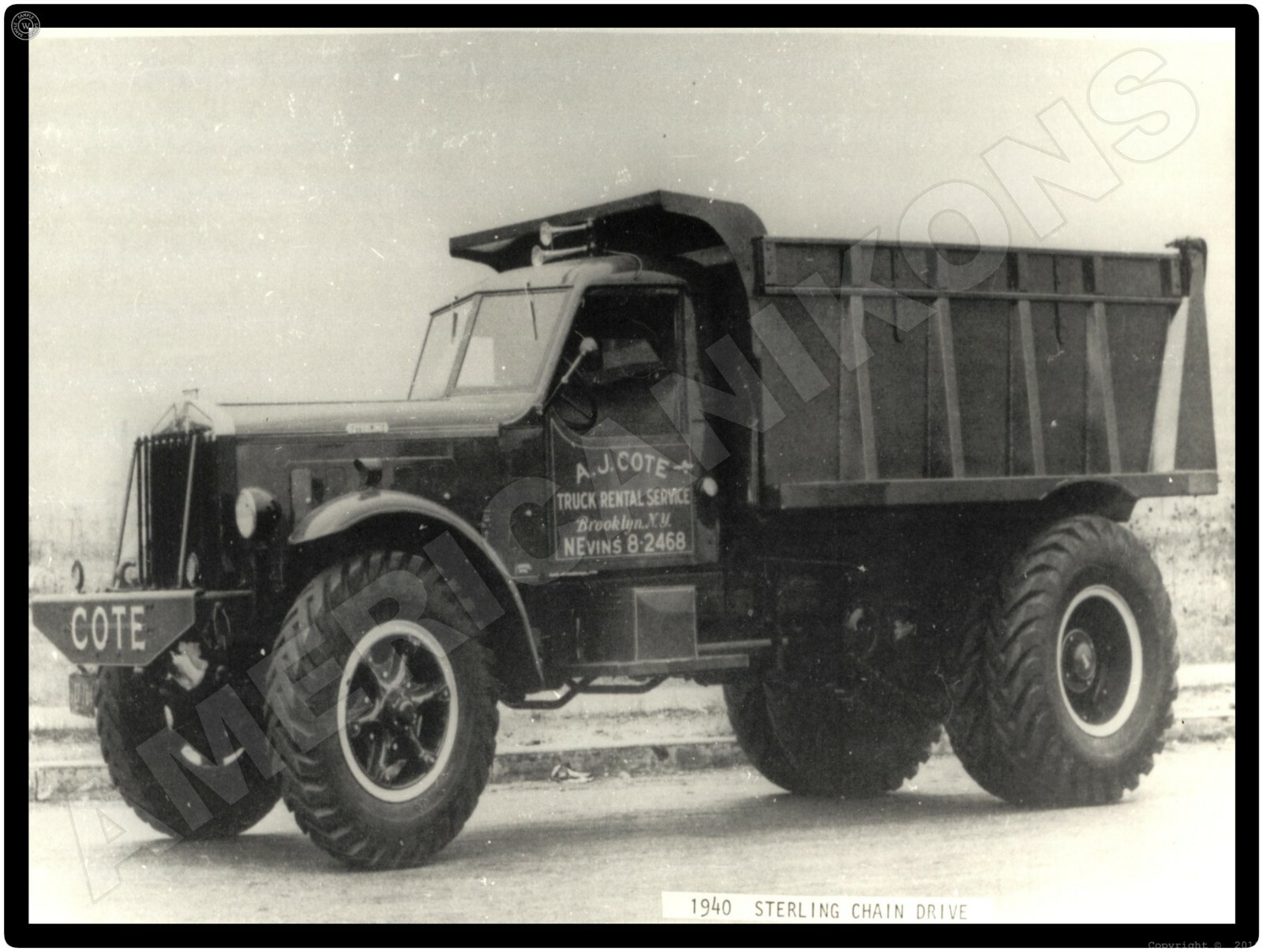 1940 Sterling Trucks New Metal Sign: AJ Cote Dump Truck