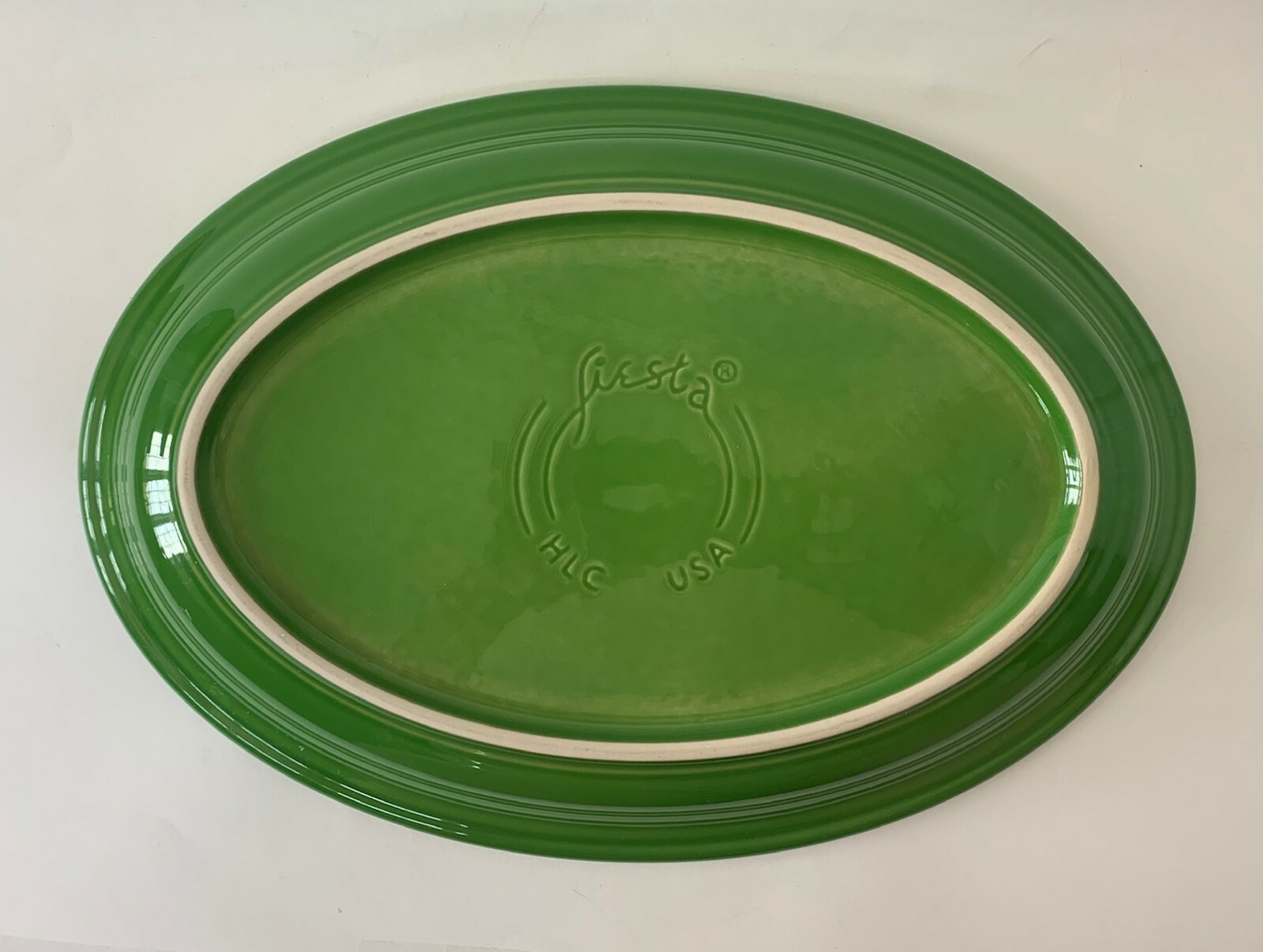 Rare Fiesta Ware Medium Green Large Oval Platter, 13 5/8