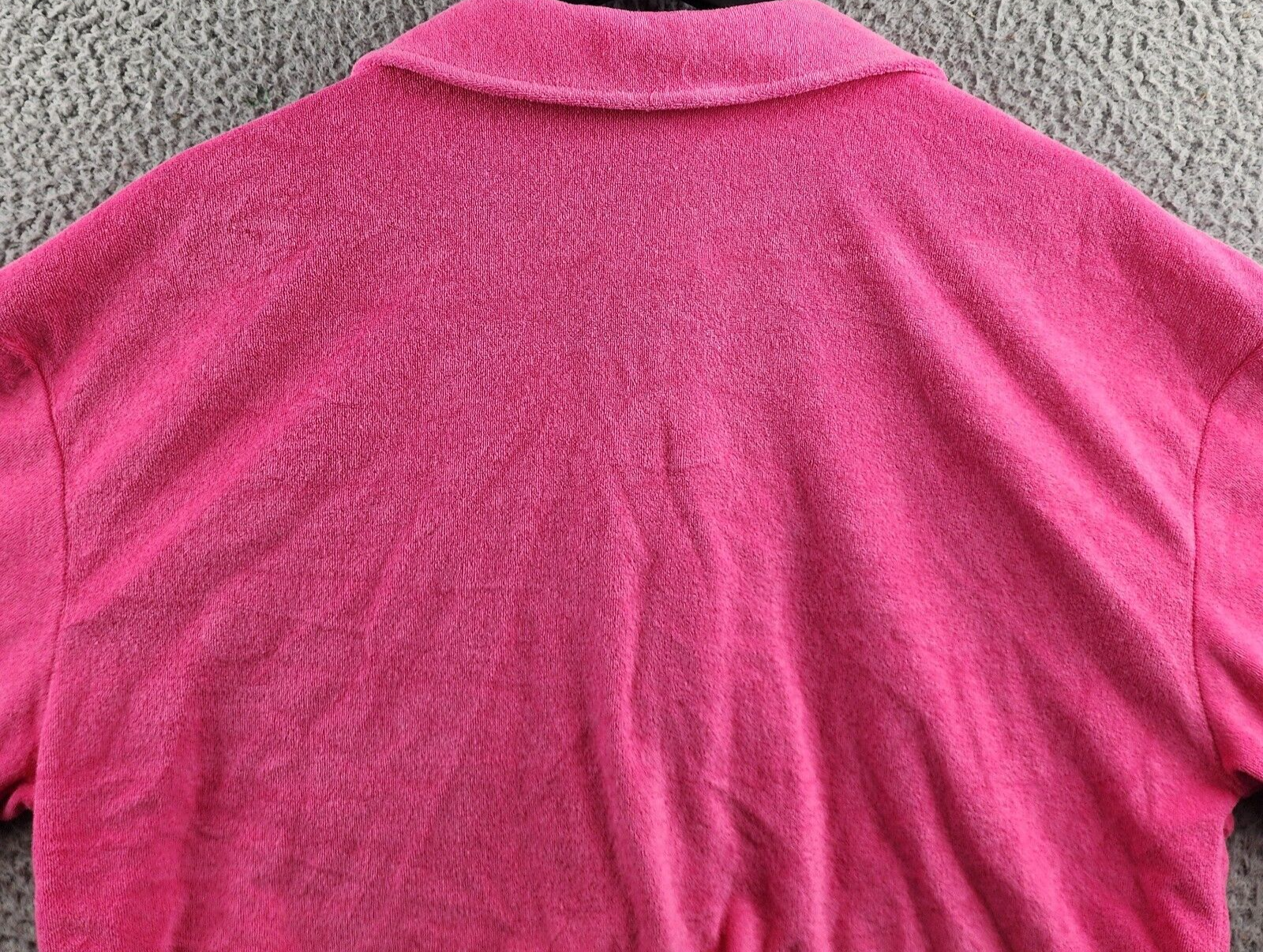 AQUA Cropped Terrycloth Shirt Women's M Pink Patch Pocket Collared Short Sleeve - Picture 11 of 12