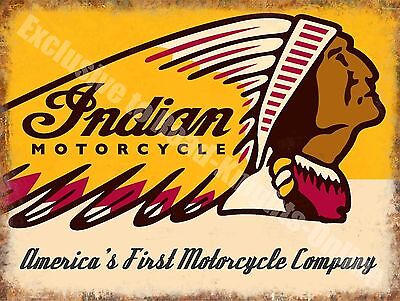 Indian Motorcycles 190 American Vintage Chopper Bike Garage Small Metal Tin Sign