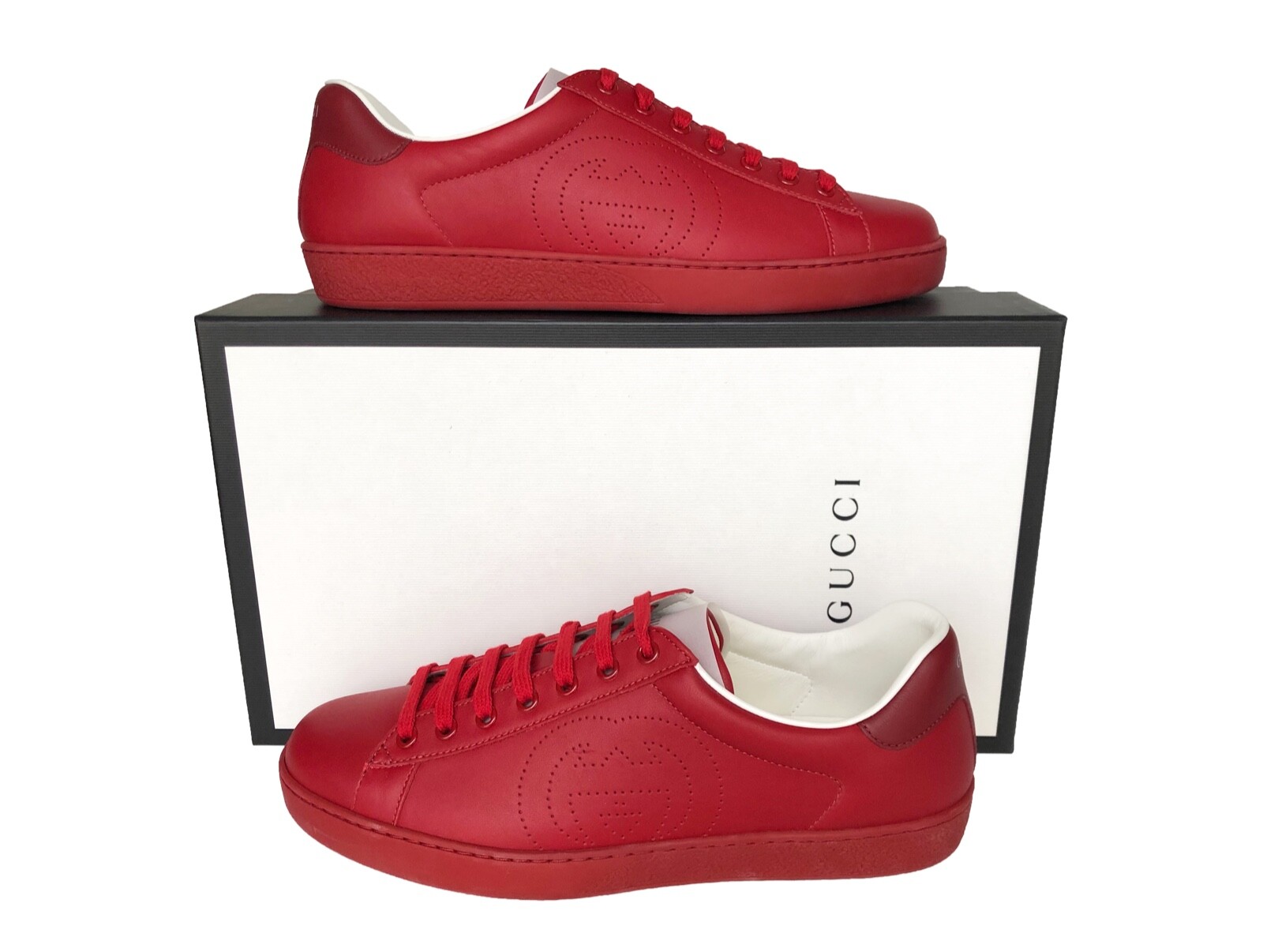 Pre-owned Gucci Authentic  Ace Mens Sneakers Sz Us12 Eu45 Uk11 In Red