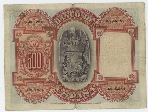 Spain España 500 Pesetas 1927 P 73.b Fine Circulated