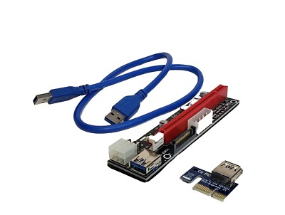 GPU Riser Adapter Card Ethereum PCI-E 1x to 16x Powered USB3.0 