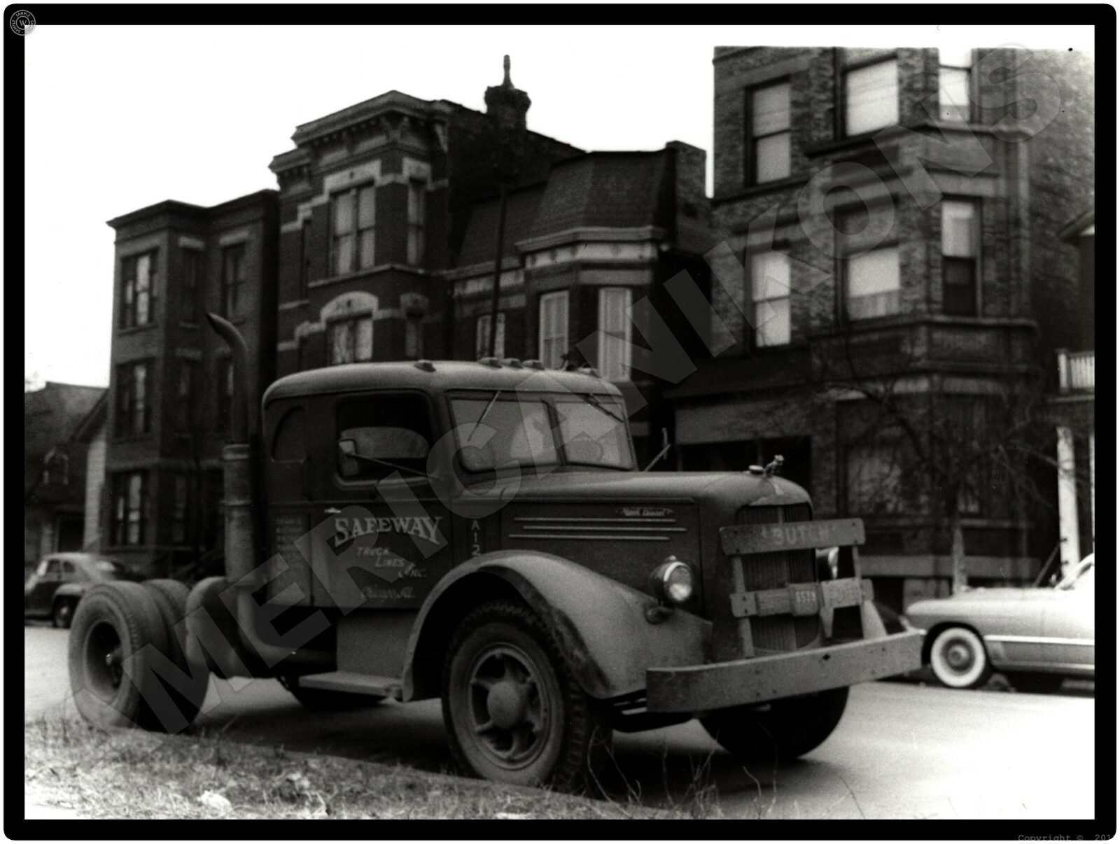 Mack Trucks New Metal Sign: Chicago Street Scene 1948 Mack Trucks New Metal Sign: Chicago Street Scene 1948