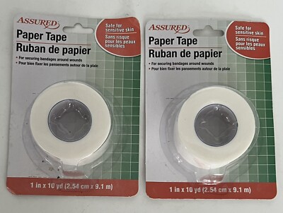 Two-Pack Assured Paper Tape For Sensitive Skin Brand New 1''x 10  Yards