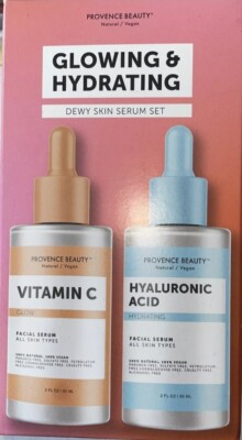 Provence Beauty Dewy Serum Set Vitamin C & Hyaluronic Acid NEW Vegan 