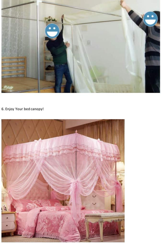 4 Corners Post Purple Canopy Bed Curtain for Girls & Adults - Cute Cozy Drape Sq