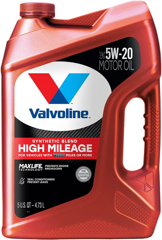 Motor Oil , High Mileage Maxlife , 5W-20 Synthetic Blend Motor Oil , 5 QT