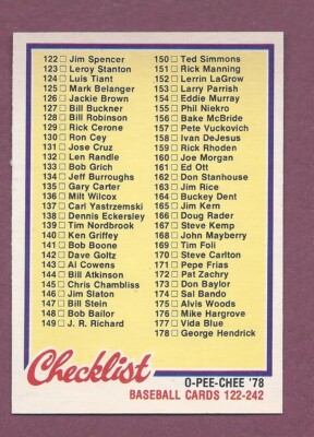 RAZOR SHARP PACK FRESH 1978 OPC O-PEE-CHEE #183 CHECKLIST 122-242 .99 SHIP N523