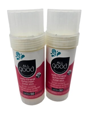 All Good Kid's Sunscreen Stick SPF 50+ 2 oz Sticks Reef Friendly - Lot of 2