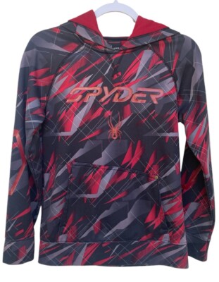 Spyder Women's Size Medium Logo Spellout Long Sleeve Hoodie Mitt Pocket flaws