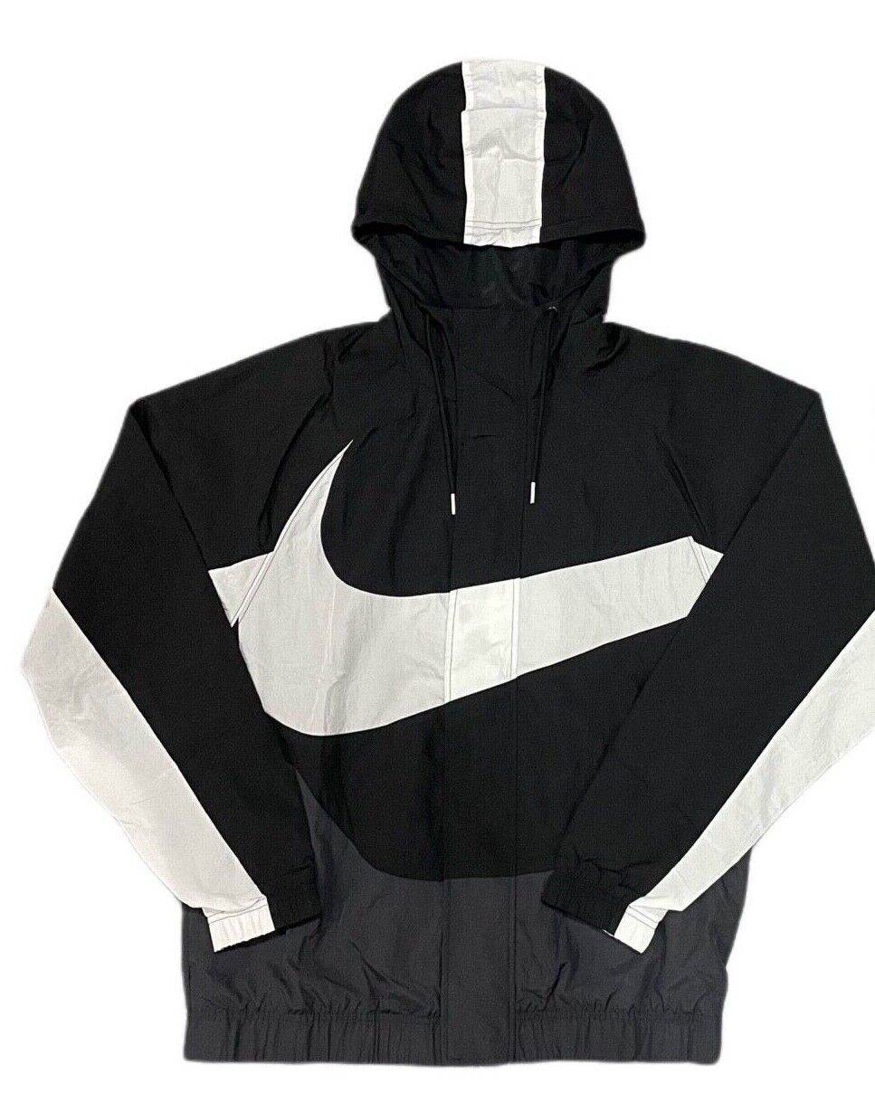 Nike Sportswear Swoosh Lined Woven Black Jacket Hooded Nike Sportswear Swoosh Lined Woven Black Jacket Hooded