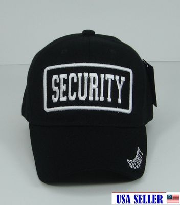 New 3D Embroidered Security Guard Adjustable Baseball Cap Hat Curved Visor Black
