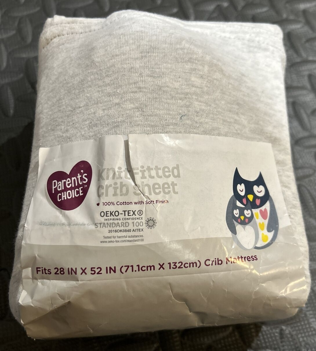 Parent's Choice Knit Fitted Crib Sheet 28"x52" Grey