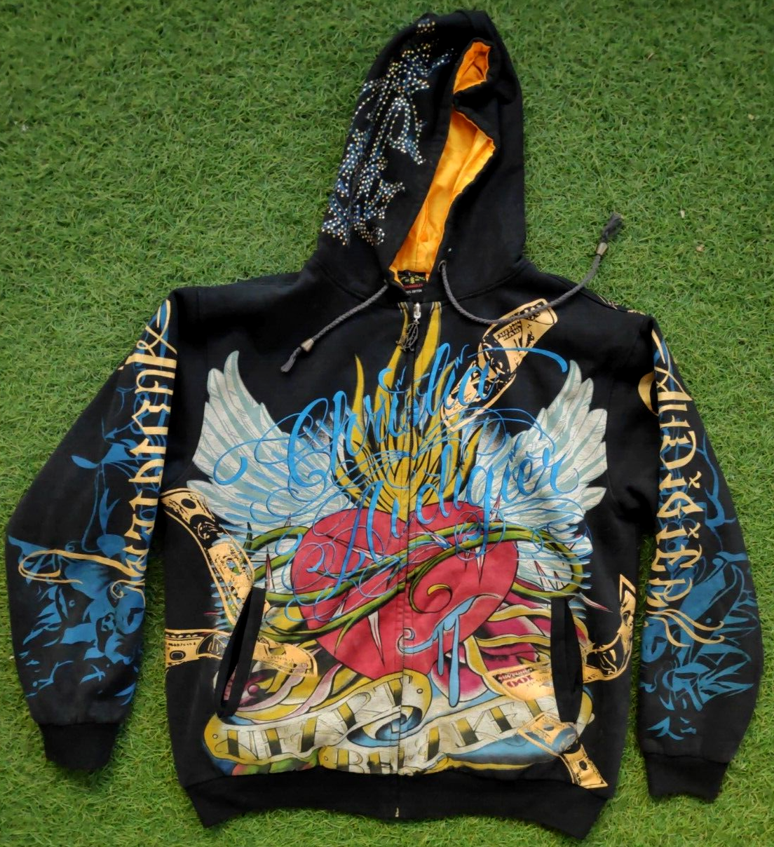 Vintage Christian Audigier Heart Breaker Hoodie Jacket Men's
