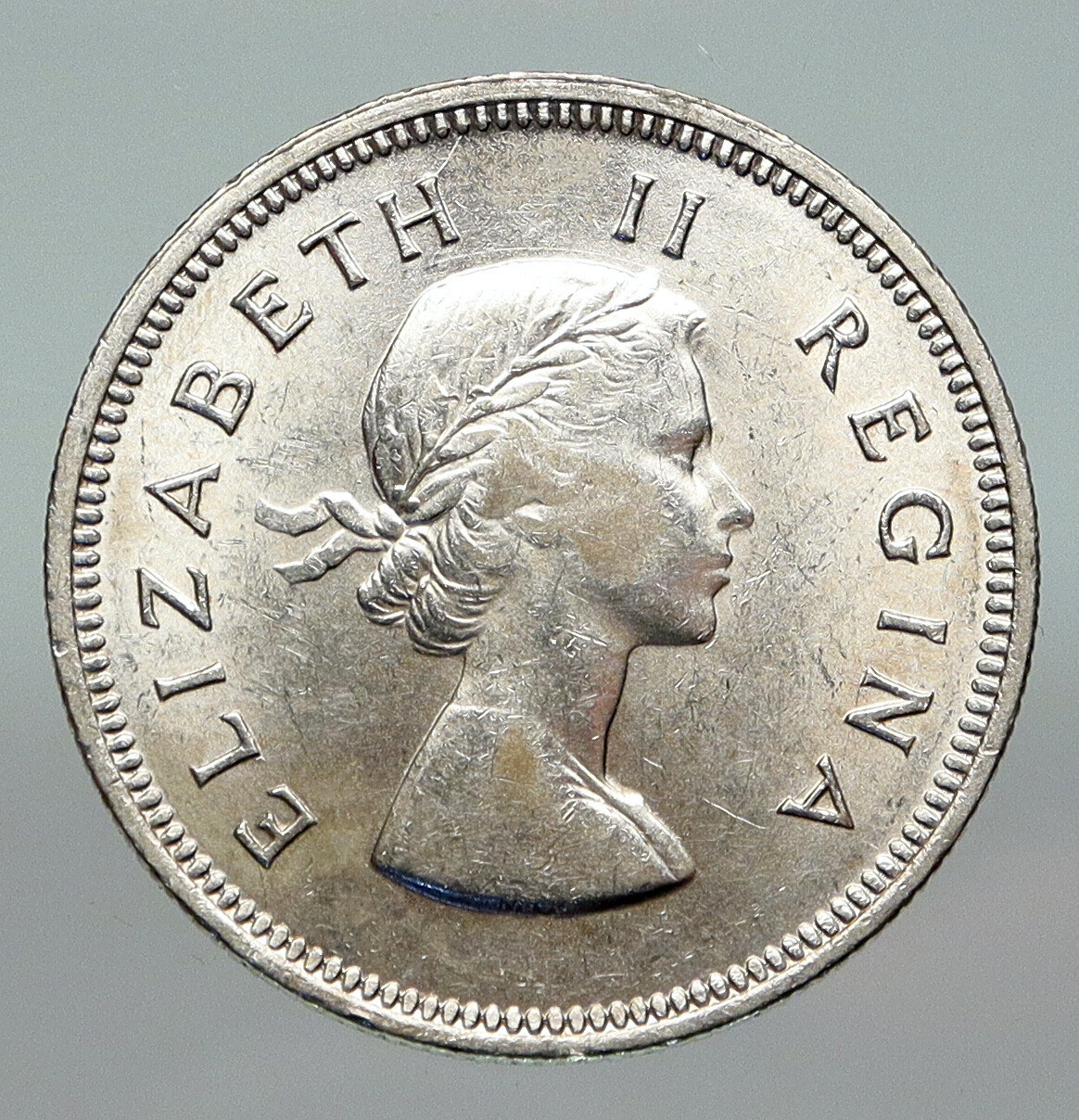1955 SOUTH AFRICA Old Queen Elizabeth II VINTAGE Silver 2 Shilling