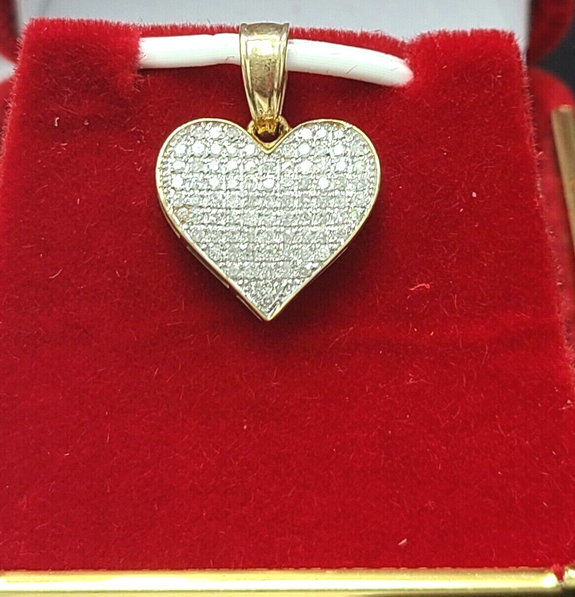 Pre-owned Handmade Deal 0.25ct Genuine Natural Round Diamond Heart Pendant Charm 10k Gold 20mm In I