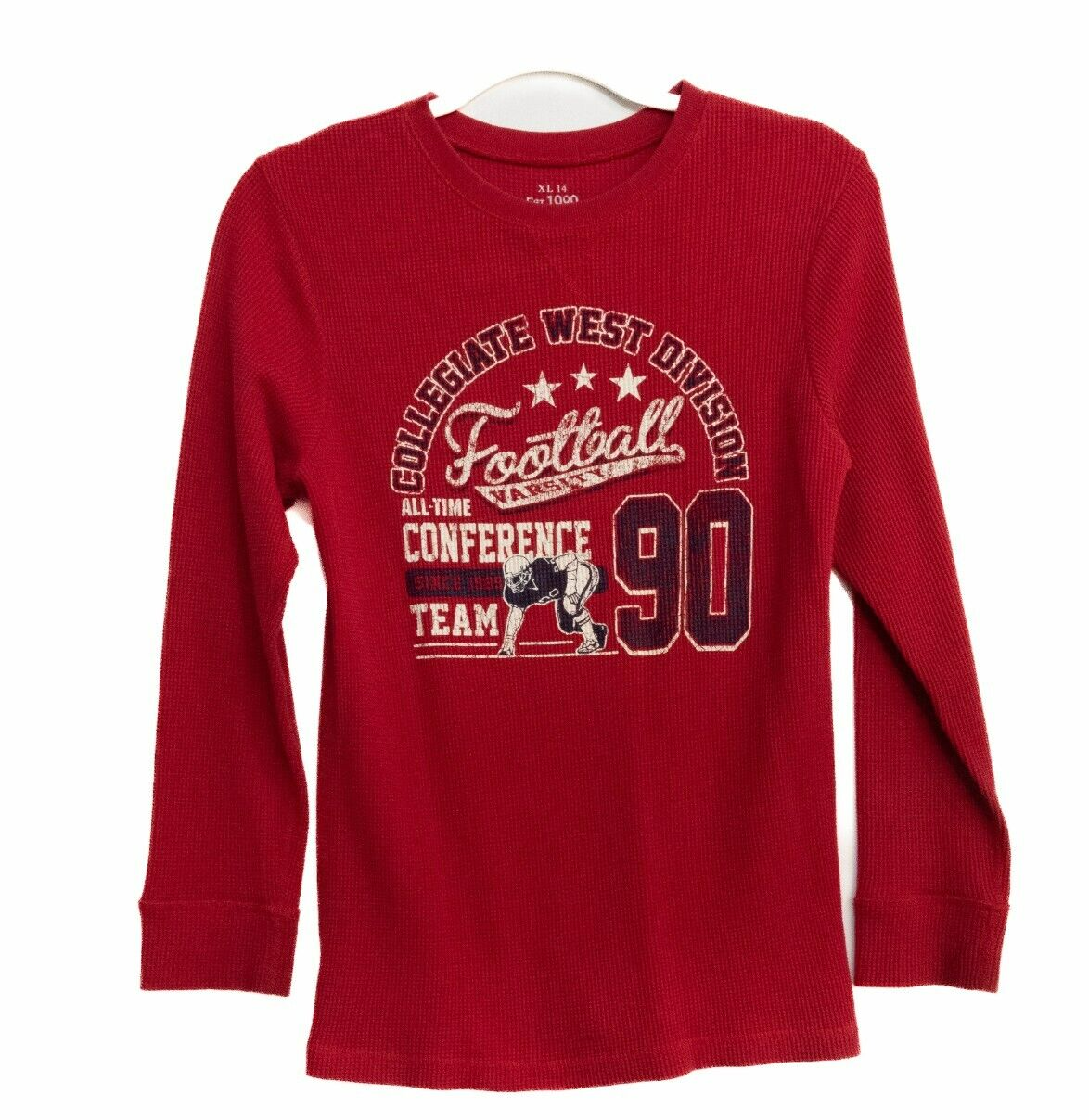 EST 1989 Kids Youth Red Sweater Graphic Print Crew Knit