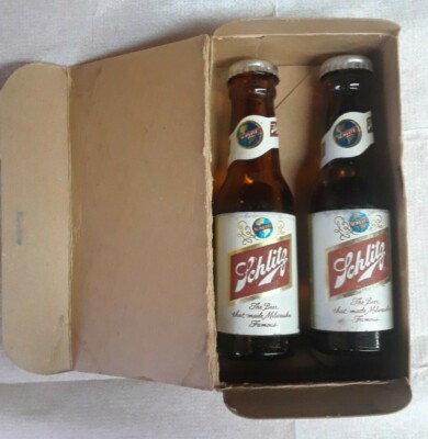 Schlitz Beer Bottle Salt & Pepper Shaker pair - Unused with Box - 1950s