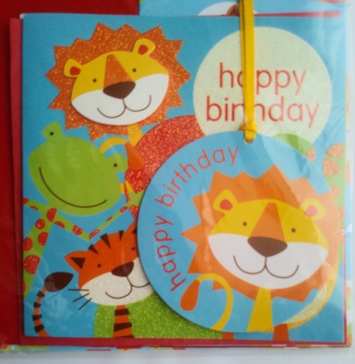 Lot of 2 Gift Wrapping & Tissue Paper Satin Ribbon Baby Boy Card Birthday Tag