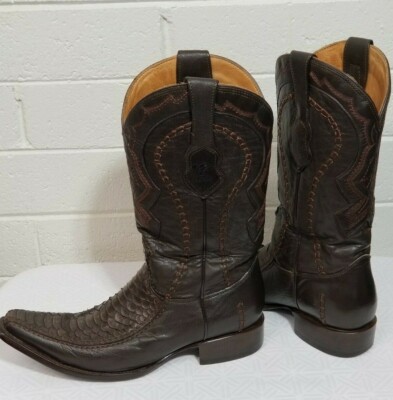 MEN'S WESTERN BOOTS CLASSIC PYTHON COWHIDE LEATHER SIZE 9.5 U.S.A