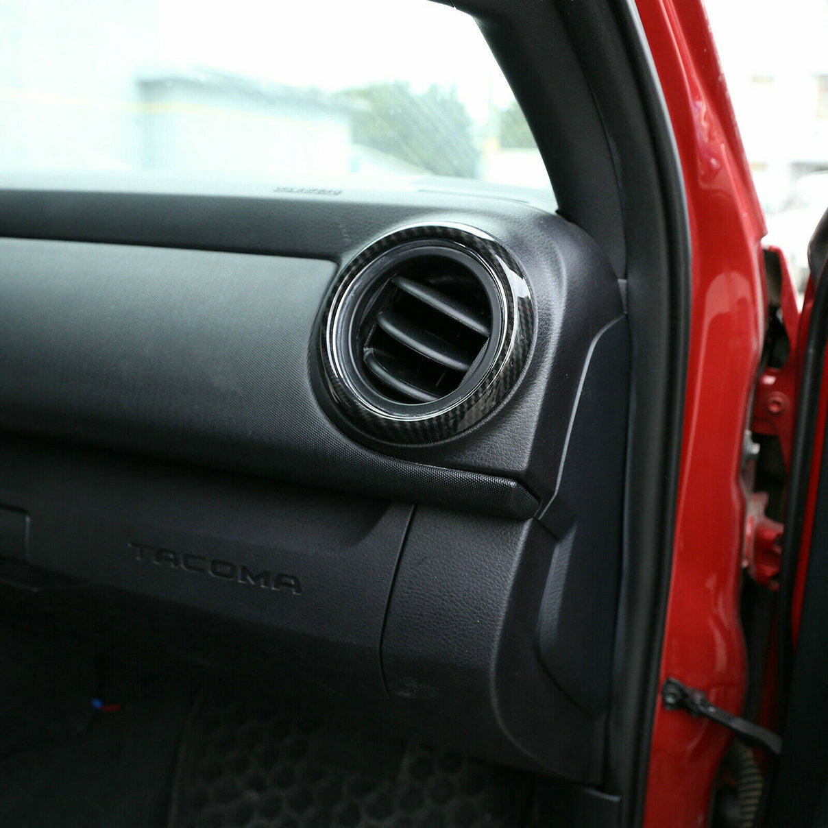 LLKUANG Red Dashboard Air Vent Rings For Toyota Tacoma 2016-2020 - Carbon Fiber Style, 4pcs Set, ABS Plastic 2 thumbnail image