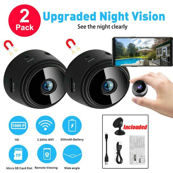 2Packs Mini Wireless Camera Security 1080P DVR Night Vision Remote Hidden Cam - Image 3