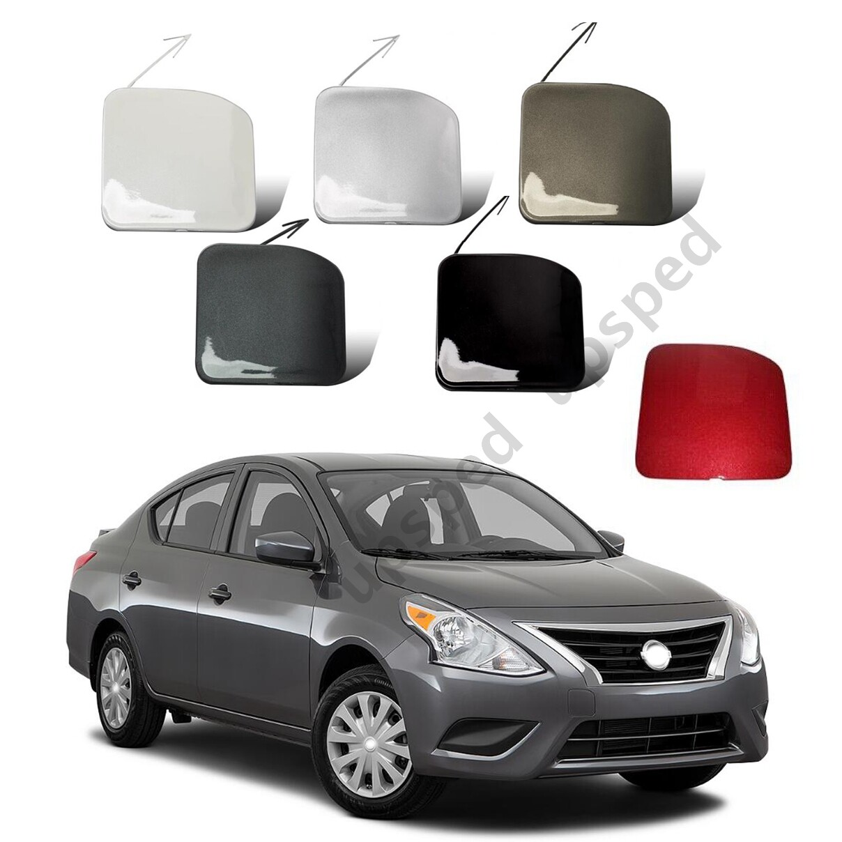 Front Bumper Tow Hook Cover For Nissan Versa Sedan 2015-2018 - Right Side Cap, Part #622A0-9KM0H