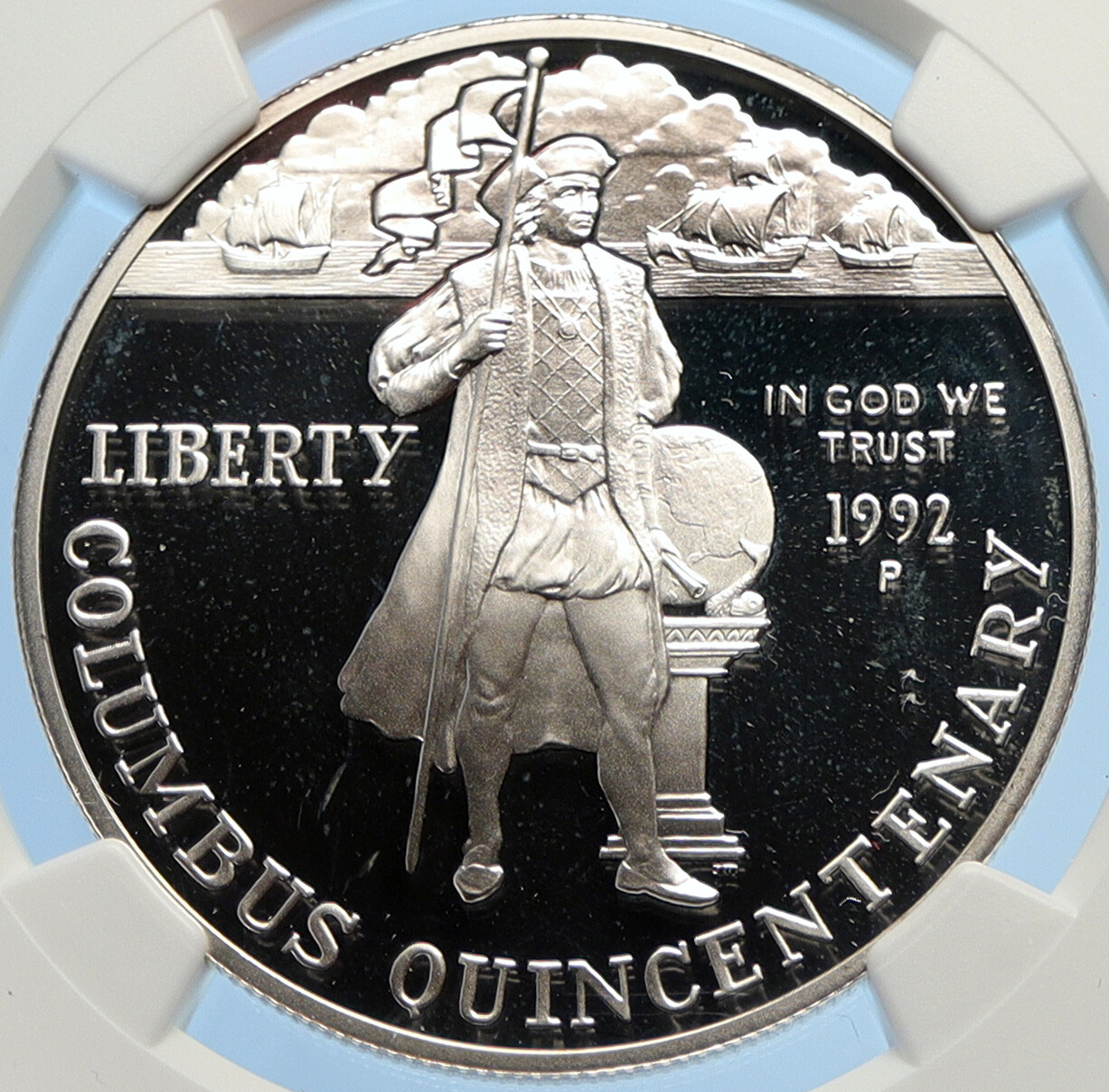 1992 P USA US Columbus NASA Space Shuttle Proof Silver Dollar Coin