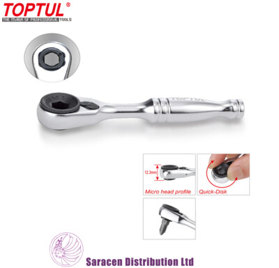 TOPTUL 1/4'' HEX DRIVE MINI REVERSIBLE BIT HOLDER RATCHET - CHDV0801