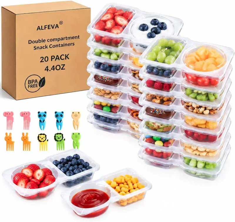 ALFEVA 20 Pcs Reusable Snack Containers with Lids Portion Control, Camping Essen
