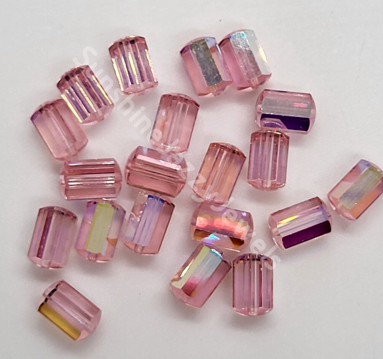 12pc Swarovski Crystal Light Rose AB 9mm Vintage Cylindrical 5230 Beads