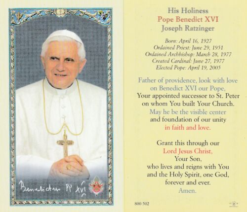 "His Holiness-Pope Benedict XVI" (Joseph Ratzinger)  {Holy Card} (HC6)