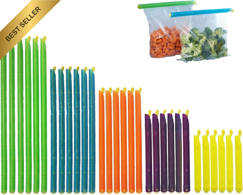 30 PCS Bag Sealer Sticks Set, Durable Reusable Food Bag Sealer Clips, Assorted C