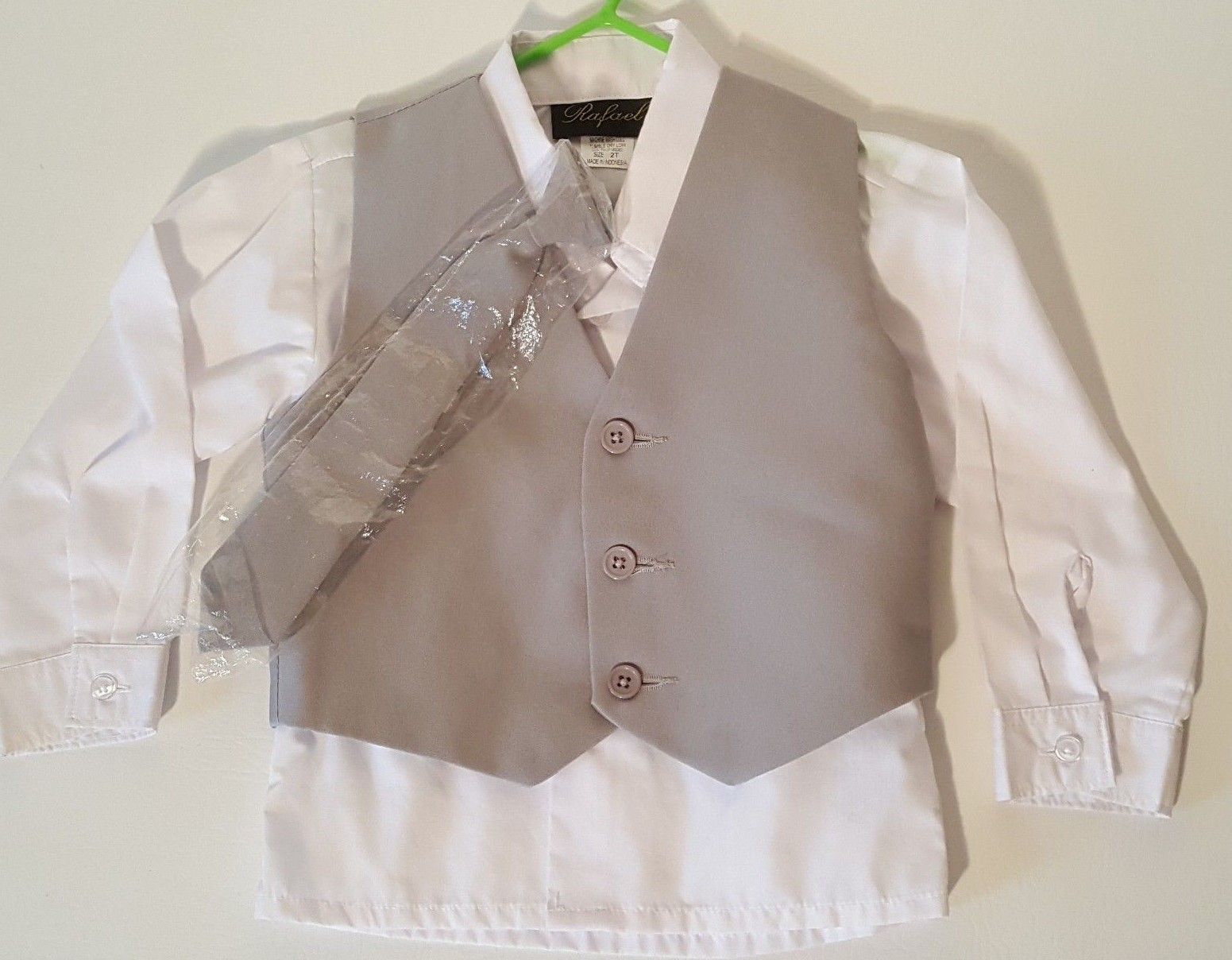 Rafael Boy 2T Gray Vest Tie and White Dress Shirt Child Holiday Wedding Party