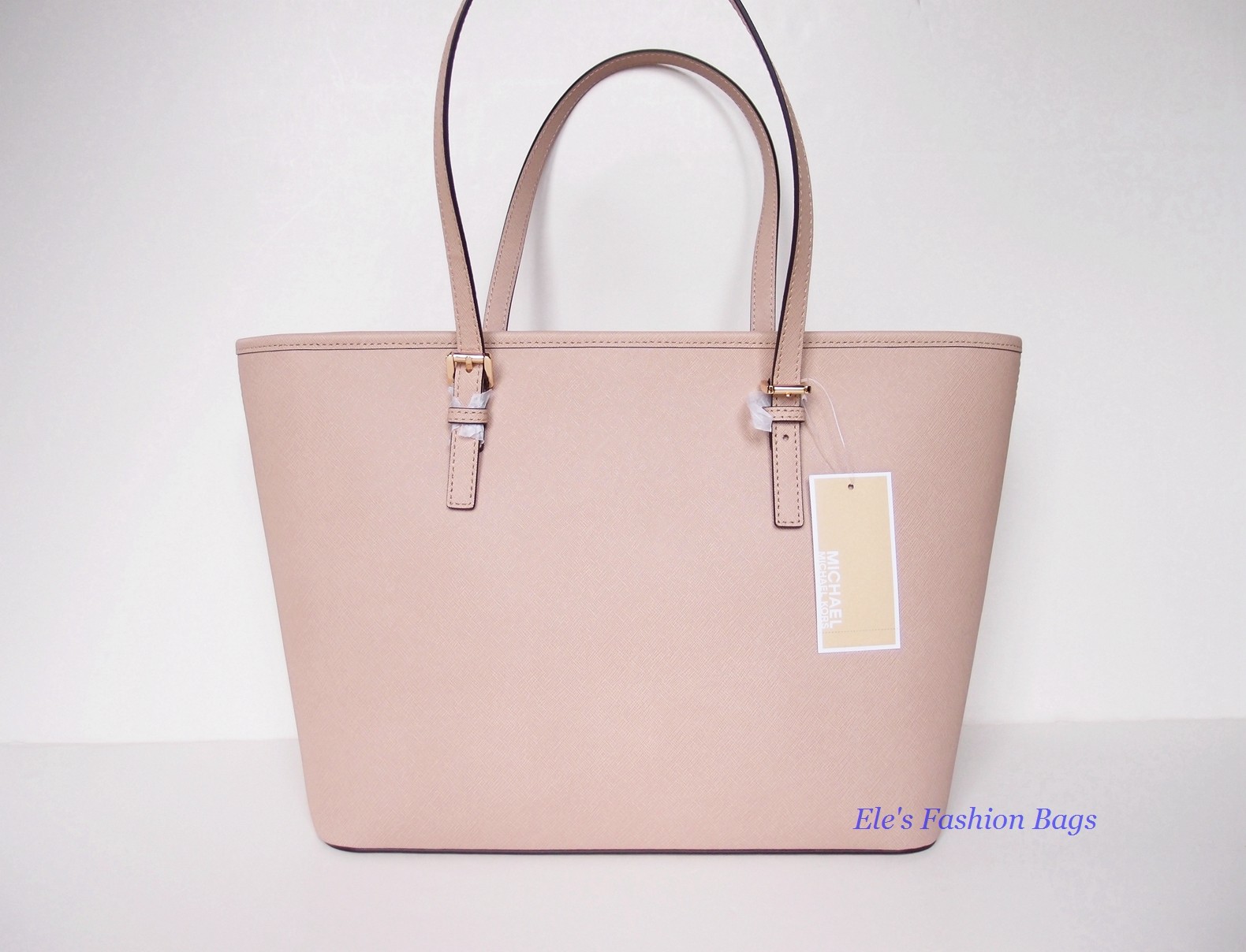 NWT Michael Kors Jet Set Travel Top Zip Leather Bag Shoulder Tote BLUSH PINK