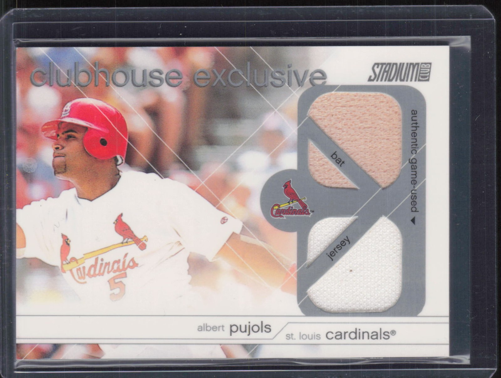 2002 Topps Stadium Club Clubhouse Exclusive Albert Pujols Game Used Jersey Bat