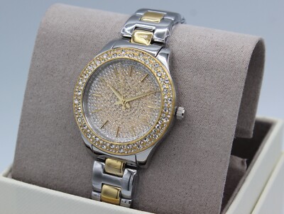 NEW AUTHENTIC MICHAEL KORS LILIANE GOLD SILVER CRYSTALS WOMEN'S MK4652 WATCH