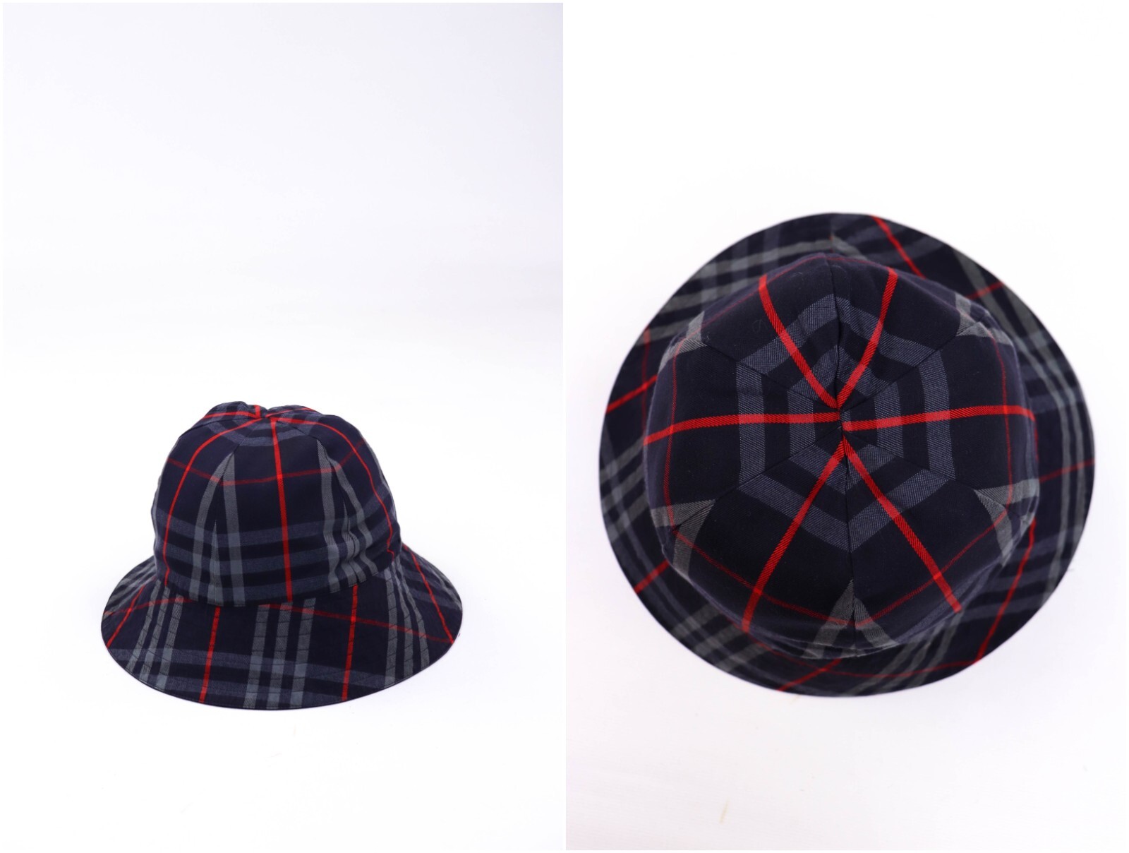 Burberrys Vintage Blue Nova Check Reversible Bucket Hat
