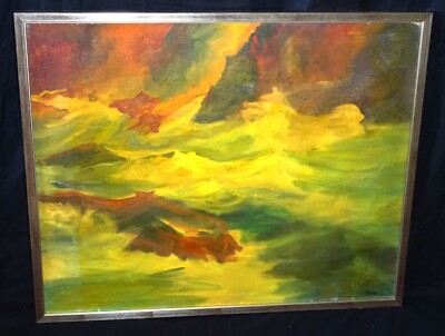 1970s Maine Framed Oil Painting ''Fall Waters'' by Reuben Tam (1916-1991)(TaF)