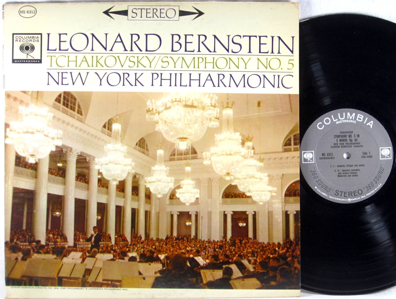 米LP Leonard Bernstein, New York Philharmonic Orchestra Tchaikovsky Symphony No. 5 In E Minor MS6312 COLUMBIA MASTERWORKS /00260 Leonard Bernstein, New York Philharmonic - Tchaikovsky