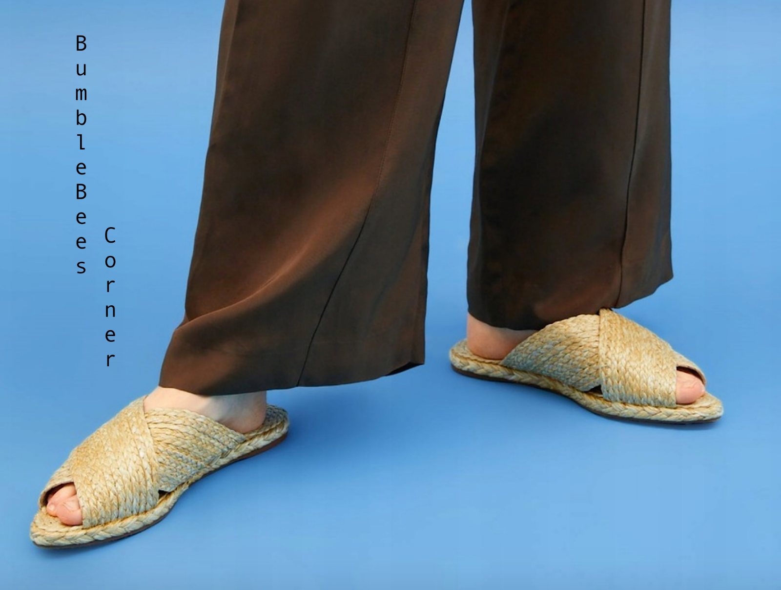 ZARA Slide Sandals NATURAL RAFFIA Flats BRAIDED CROSS STRAP Shoe