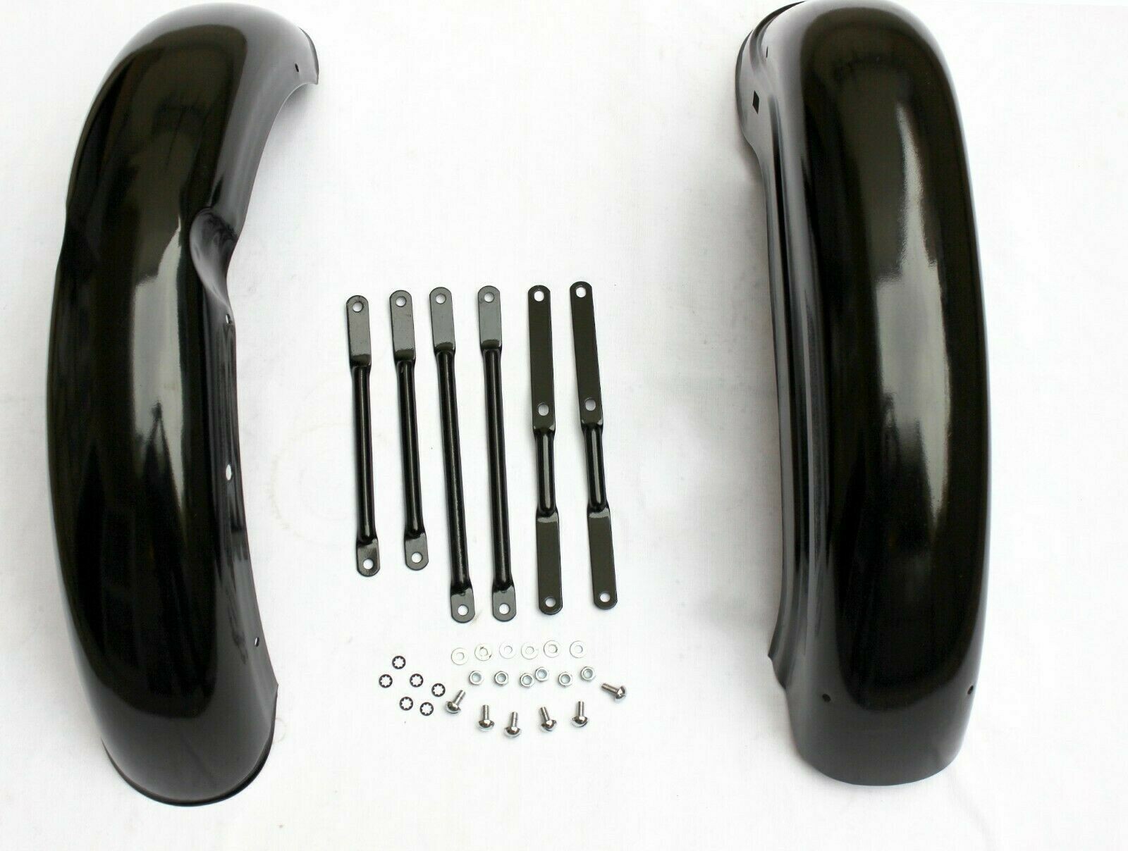 FOR ROYAL ENFIELD BULLET 350cc BLACK FRONT & REAR MUDGUARD FENDER BUMPER SET 