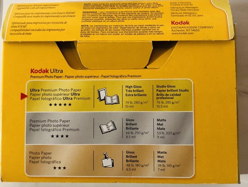 Kodak Ultra Premium Photo Paper, 4 x 6 Inches, High Gloss, Opened 75% Full