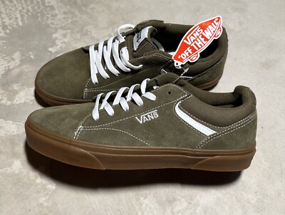 NEW Vans Off the Wall Seldan Olive Green Seude Lace-Up Skate Shoes Size 9  